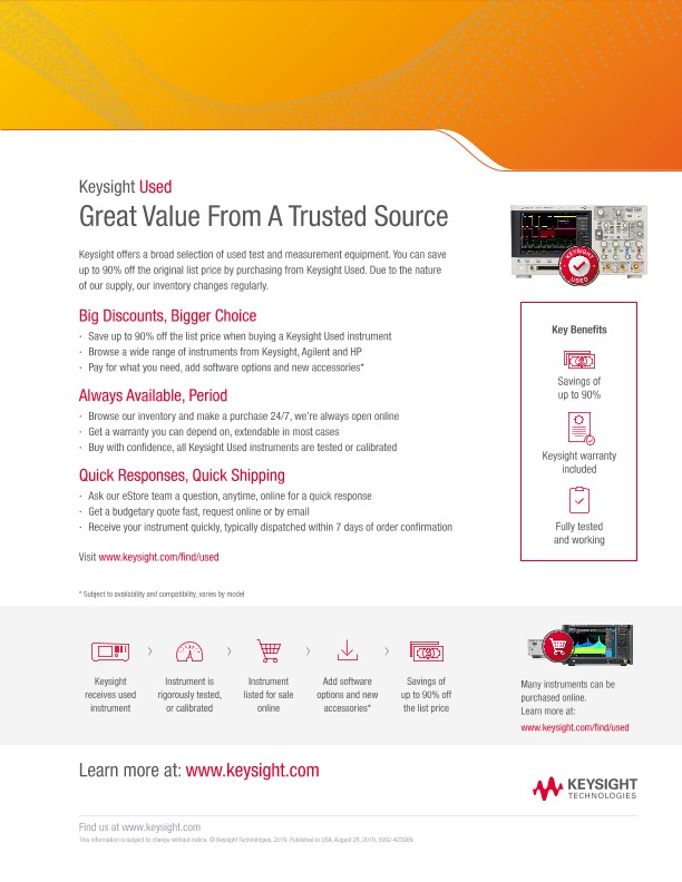 Keysight Used Great Value From A Trusted Source PDF Asset Page Keysight